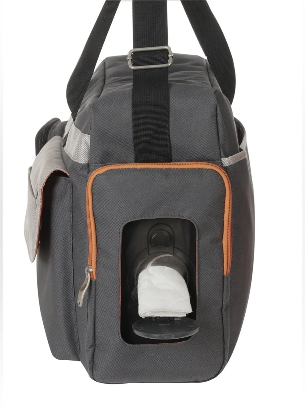 Graco Gray Orange Diaper Bag Travel Tote Multi Pocket Baby Gear Organizer